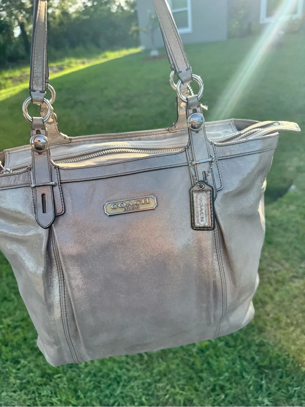 VINTAGE Coach Hampton Laguna metallic bag